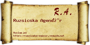 Ruzsicska Agenór névjegykártya